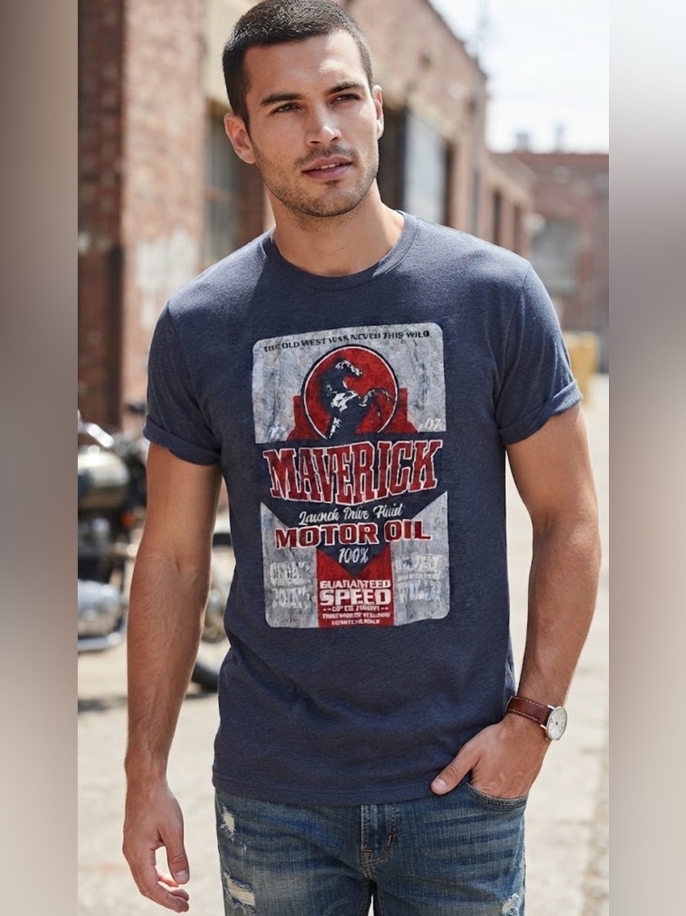 Cedar Point Maverick Motor Oil Western Graphic T-Shirt